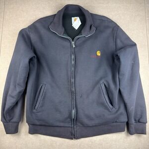 Vintage Carhartt Jacket Mens XL Black‎ Fleece Lined Zip Workwear Mock Neck